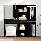 Owoxanthellate LED Schminktisch Set Schwarz Eiche 140x40x140 cm...