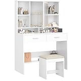 Airfish Schminktisch mit LED Beleuchtung Spiegel, Verstellbar...