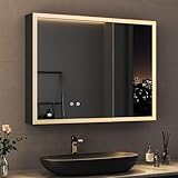 Hopibath Spiegelschrank Bad mit Beleuchtung 80x60x13cm LED...