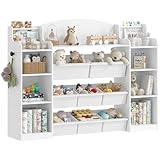 Hzuaneri Kinderregal, Bücherregal Kinder aus Holz, Spielzeugregal mit...