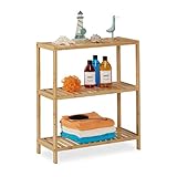 Relaxdays Badregal, Bambus, 3 Ablagen, höhenverstellbar, HBT: 69 x 60...