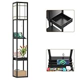 COSTWAY Stehlampe Wohnzimmer 160cm, E27R-A, mit 2 USB Anschlüsseln, 3...