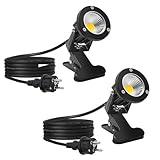 7W LED Strahler Warmweiß 2700K mit Clip 2m Kabel mit Stecker Led...