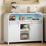 Hzuaneri Küchenschrank mit LED-Beleuchtung, Sideboard mit...