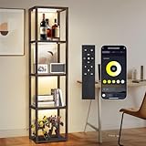 OUTON 170 cm Glasvitrine mit Beleuchtung, Dimmbarer LED-Stehlampe mit...