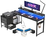 ODK Schreibtisch L Form mit Schubladen, 174x100cm Eckschreibtisch mit...