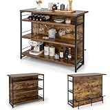 KOMFOTTEU 2 in 1 Bartisch mit stauraum, Barschrank Hausbar mit 4...