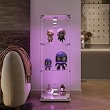 Liuyoyo Glasvitrine mit LED-Beleuchtung, dreistöckige Regalen und...