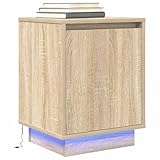 HETFTJN Nachttisch mit RGB LED Beleuchtung Holz Sonoma Eiche 38x34x50...
