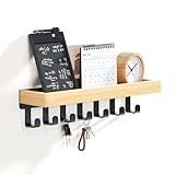 SWTYMIKI Schlüsselbrett mit Holztablett und 7 Haken -...