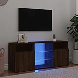 ULUYYUC TV Schrank Braun Eichenoptik 120x30x50 cm mit RGB LED...