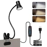 AMFUN Schwanenhals Leselampe, Dimmbare Klemmlampe für Bett,...