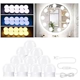 NVIYAM 10 LED Spiegelleuchte mit 3 Farbe, Dimmbar Hollywood...