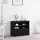 GeenYuu Sideboard Schwarz 81x37x67cm, Holzwerkstoff, mit...