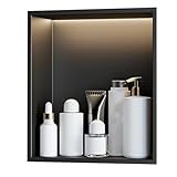 Wandnischenschrank mit LED Beleuchtung, Edelstahl Regal für Bad und...