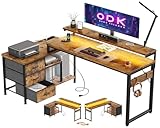 ODK Schreibtisch L Form mit Schubladen, 174x100cm Eckschreibtisch mit...