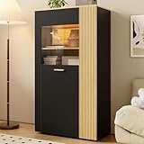 Juabett Aufbewahrungsschrank mit LED-Lichtern, Geschirrschrank mit...