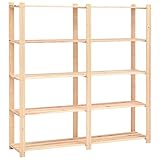 vidaXL Kiefer Massiv Lagerregal 5 Böden 500kg Kellerregal Holzregal...