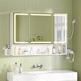 FORABAMB Spiegelschrank Bad mit LED-Beleuchtung & Steckdose,...