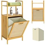 CASARIA® Badregal mit Wäschekorb 36 L Wäschesammler Bambus Holz...