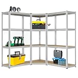 Juskys 3er Metall Regalsystem Easy - 1 Eckregal & 2 Lagerregale - 12...