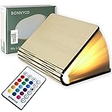 BONNYCO Buchlampe Holz mit Farbwechsel 16 Farben und Timer. LED...