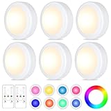 Yiliaw 6er-Pack LED Puck-Lichter mit Fernbedienung,16 Farbwechsel...