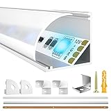 LIAOINTEC LED Aluminium Profil 10 x 1m V-Form mit Weiß Milchige...