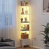 OYRREU Bücherregal mit 5 Ebenen, Regal mit LED-Beleuchtung und...