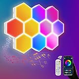 10 Stück Sechseck Wandleuchte Hexagon RGB Panel Musik Sync Smart LED...