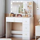 RALGEND Schminktisch mit Spiegel und Beleuchtung, Schminktisch mit...