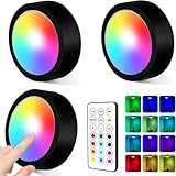 3 Stück LED RGB Spots Batteriebetrieben mit Fernbedienung,RGB LED...