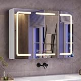 mojiasion Badezimmerschrank mit LED-Beleuchtung,Steckdose & 3...