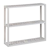 Relaxdays Wandregal Walnuss, 3 Ablagen, HBT: 54 x 60 x 15 cm, schmales...