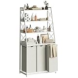 Herture Wäschekorb, 3 Abschnitte Wäschesammler mit 4 Etagen Regal,...