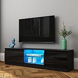 TV Schrank mit 2 Türen 2 Regale, TV-Ständer Hochglanz Front, 160cm...