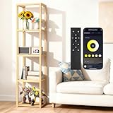 OUTON 170 cm Glasvitrine mit Beleuchtung, Dimmbarer LED-Stehlampe mit...