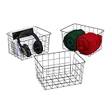Relaxdays Drahtkorb 3er Set, rechteckig, Gitterkorb zur Aufbewahrung,...