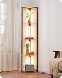 EDISHINE Stehlampe mit 4 Glasregalen, dimmbare LED Regal-Lampe mit...
