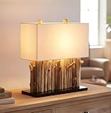levandeo Lampe Holz 16x35cm 40cm hoch Tischlampe Tischleuchte aus...