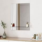 Boromal Badspiegel mit Ablage 45x60cm Badezimmerspiegel mit Ablage...
