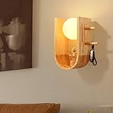 UWY Indoor LED Wandleuchte Holz Nachttischleuchten 8W Wandleuchte...