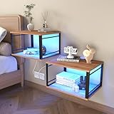 Schwebender Nachttisch mit LED-Beleuchtung – Metallrahmen und...