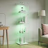 Glasvitrine Standvitrine,Glasvitrine Stehend mit Led,4 Lagen Glas Holz...