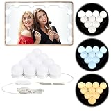 Juskys® Schminktisch Lichterkette 8 W mit 10 LED Lampen & USB -...