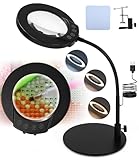 Lupe mit Licht und Ständer, 10X 5 Farbmodi stufenlos dimmbare LED...