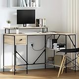 Mandloder L-förmiger Schreibtisch Sonoma Eiche 120 x 79 x 86.5 cm,...
