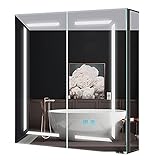 Quavikey® Badezimmer Spiegelschrank mit LED Licht und Rasiersteckdose...