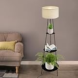 SAUADY Stehlampe mit dreistufigen Regalen für Wohnzimmer Schlafzimmer...