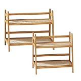 PORFOYO Küchenregal 2er Set, Gewürzregal Holz, Organizer Küche,...